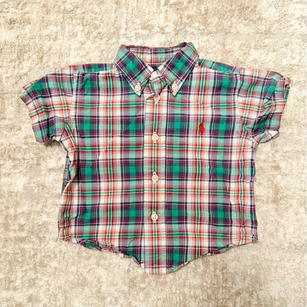 Ralph Lauren Kids Multicolor Plaid Button-Down Shirt 100% Cotton size 9M